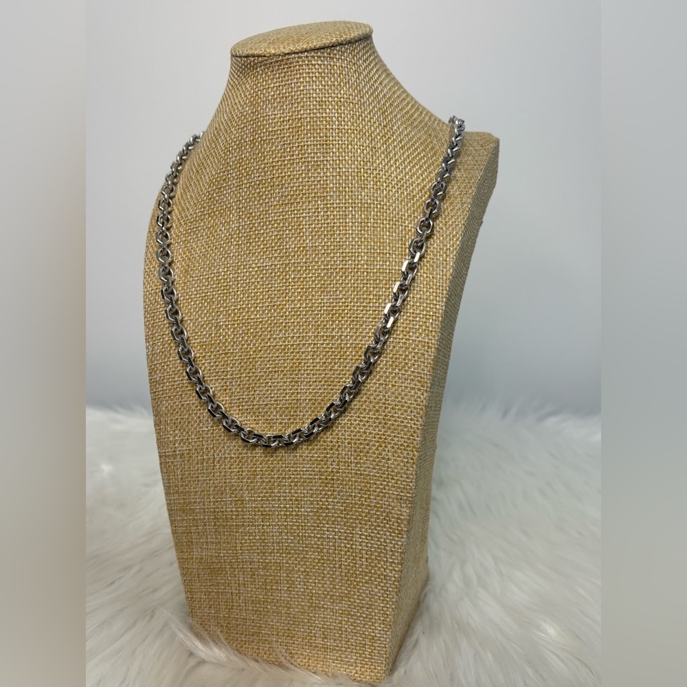 D’ORLAN Silver tone long chain Chain Signed Necklace